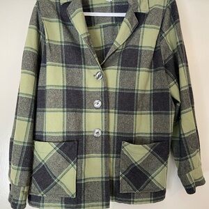 Pendleton Green and Black Plaid Blazer
